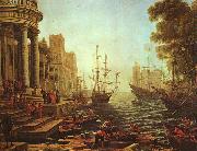 Claude Lorrain Seaport : The Embarkation of St.Ursula France oil painting reproduction